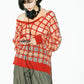 sheer check feather knit (orange) *JP