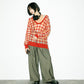 sheer check feather knit (orange) *JP