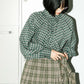 volume sleeve check shirt (green x beige) *JP