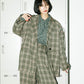 volume sleeve check shirt (green x beige) *JP