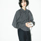 volume sleeve check shirt (navy x beige) *JP