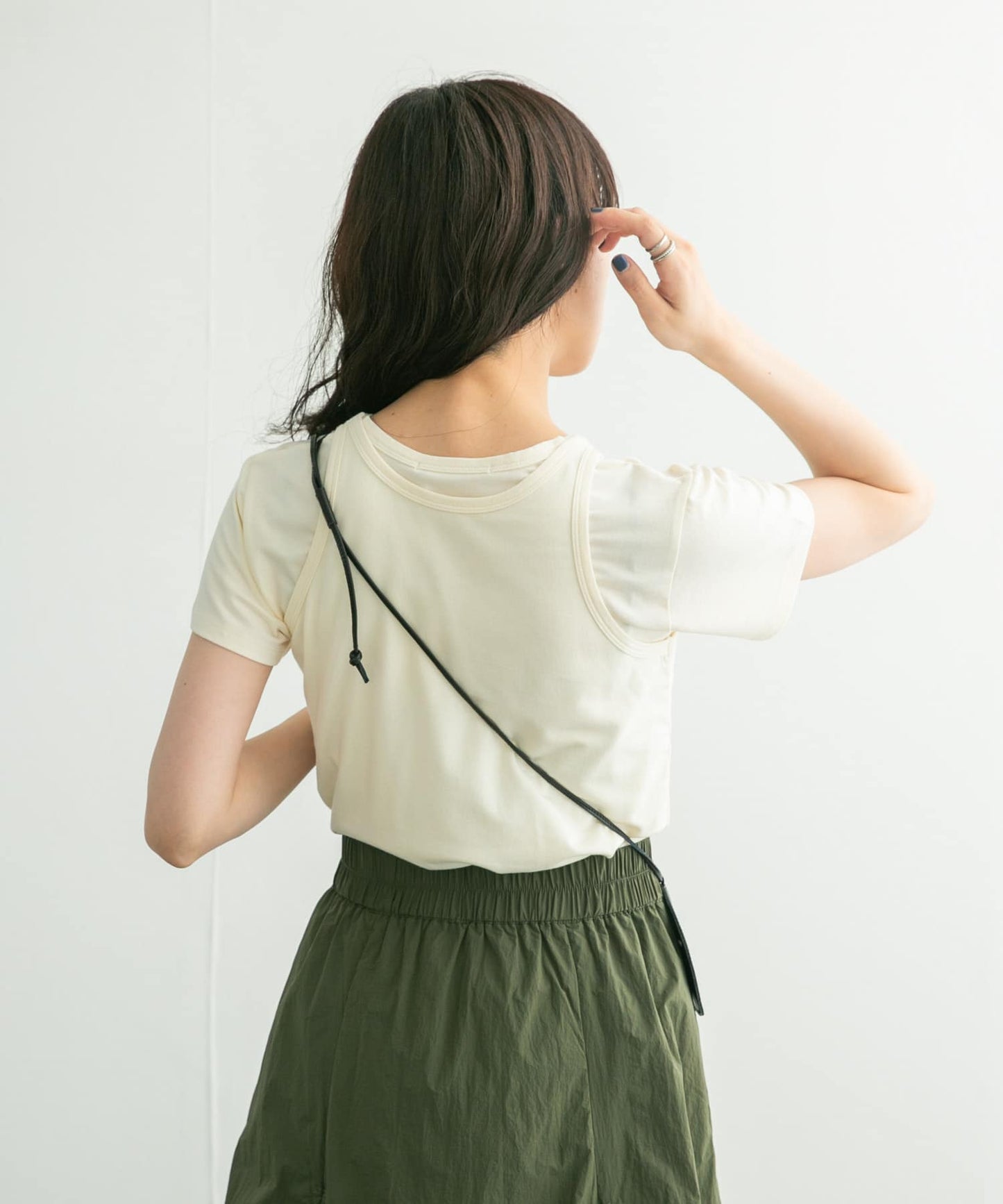 compact layered tee (ivory) *JP