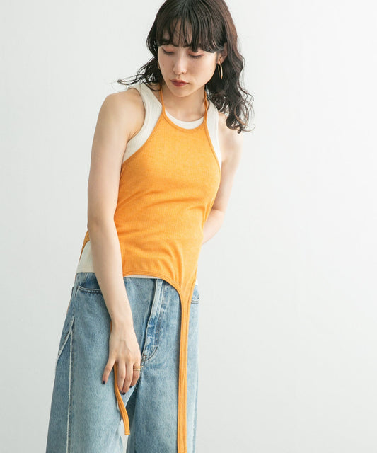 layered tank top (orange x ivory) *JP