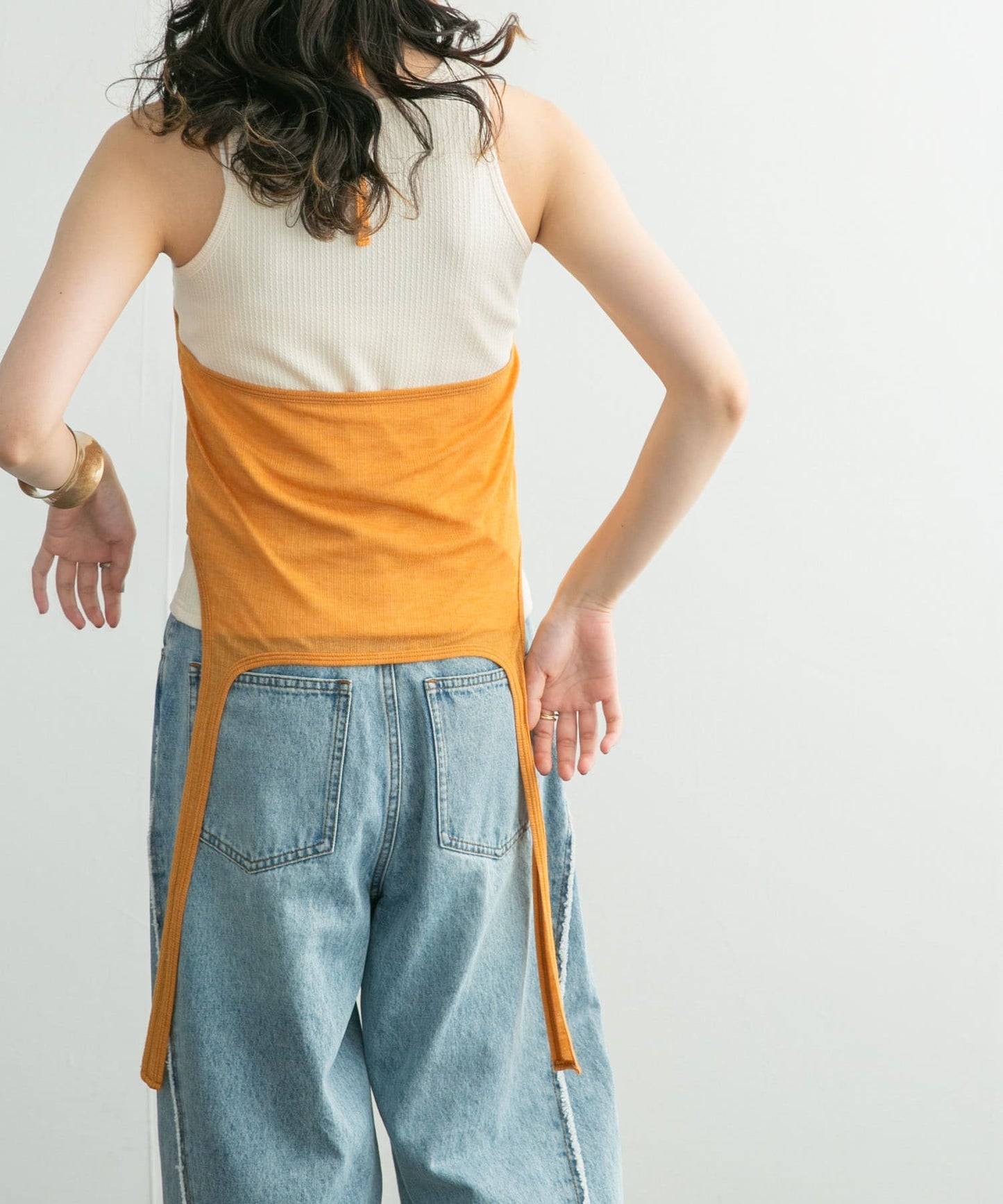 layered tank top (orange x ivory) *JP