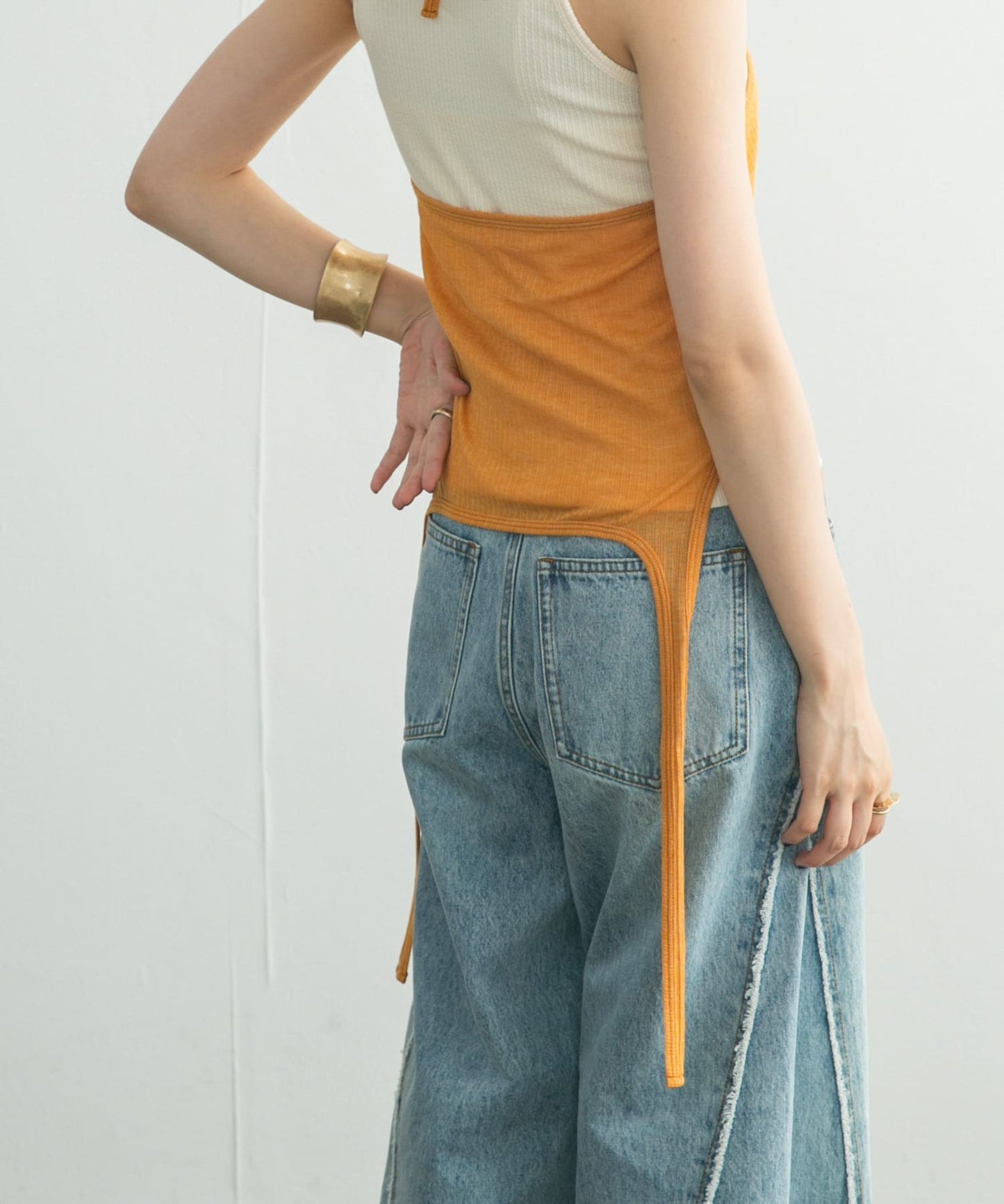 layered tank top (orange x ivory) *JP