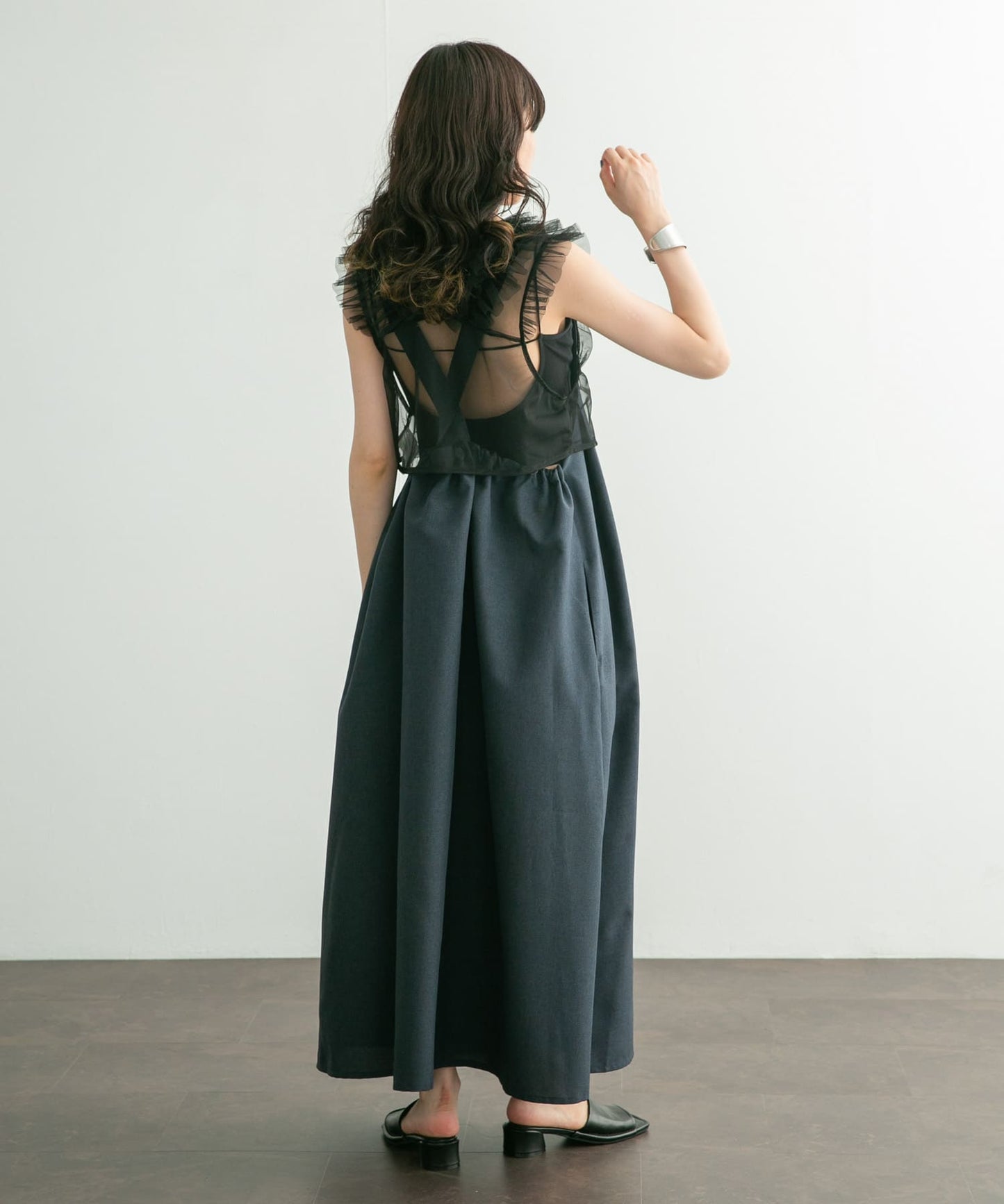 tulle frill vest (black) *JP