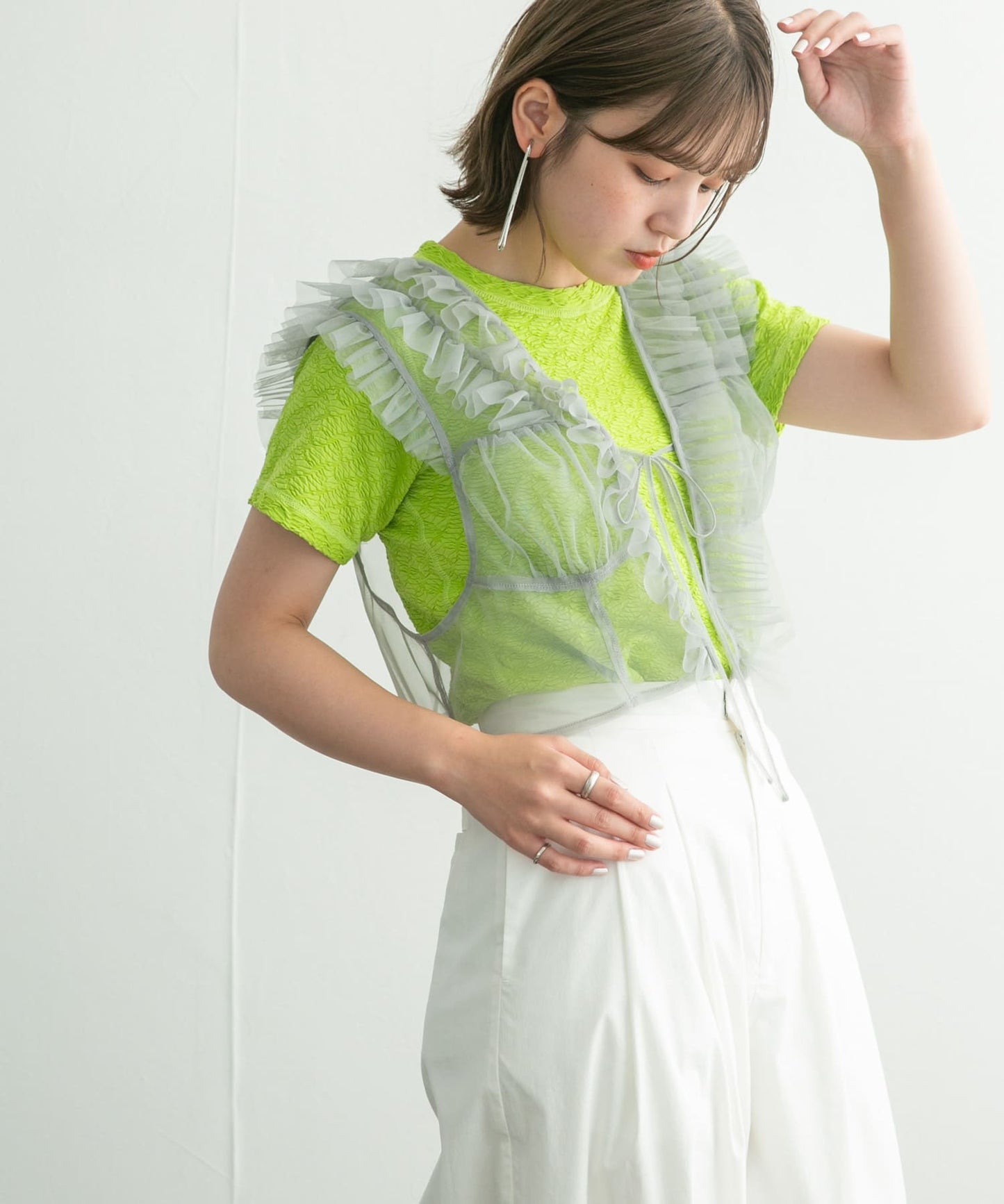 tulle frill vest (grey) *JP