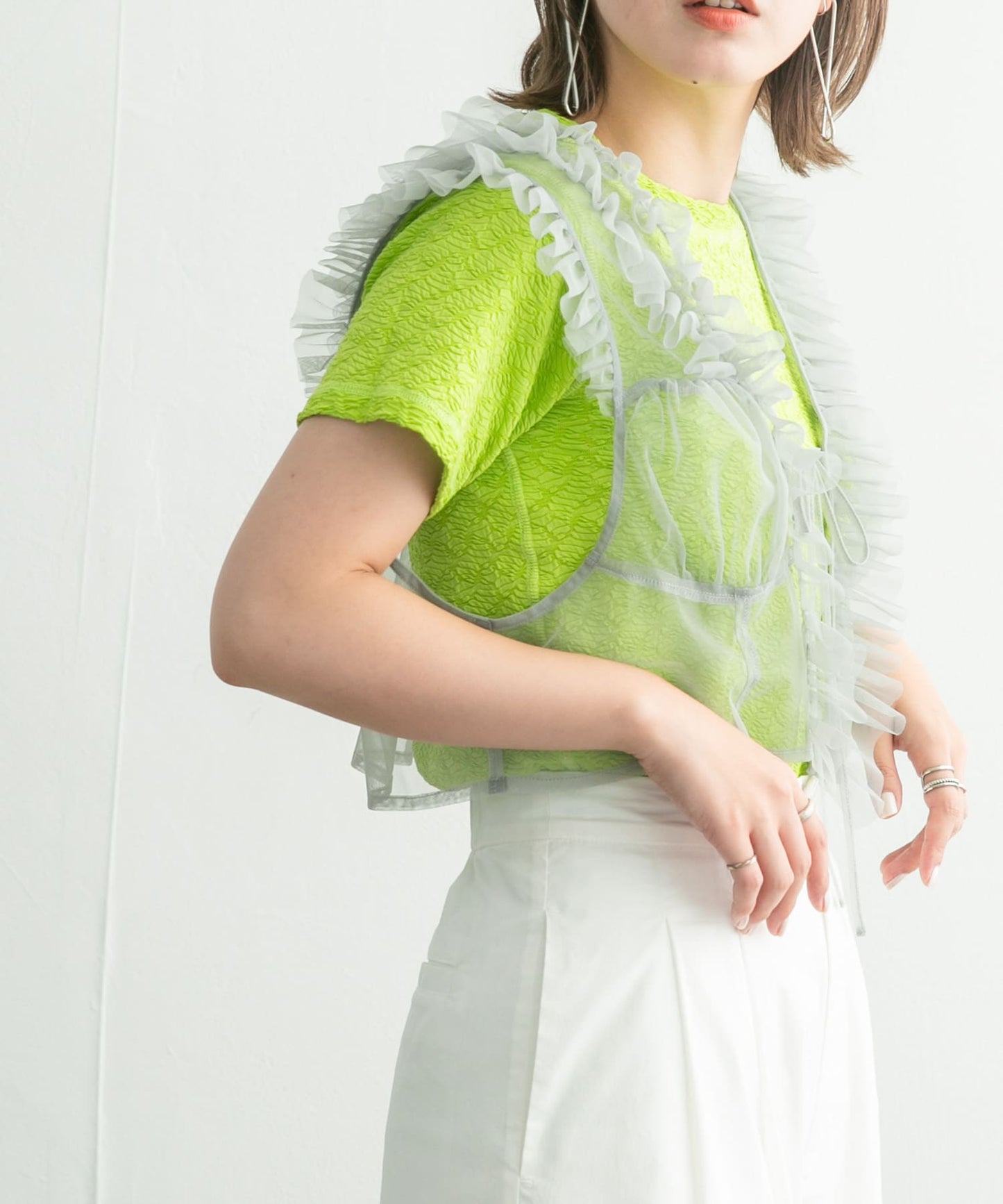 tulle frill vest (grey) *JP