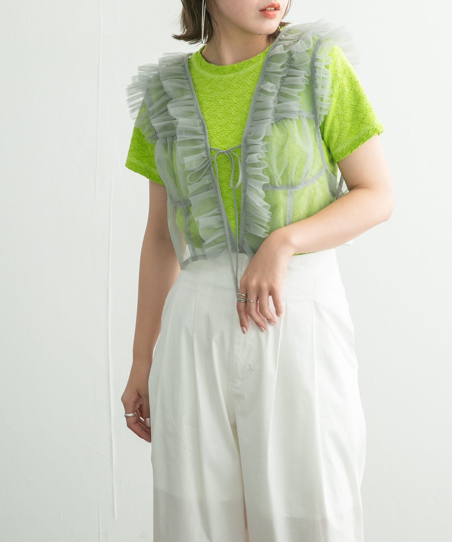 tulle frill vest (grey) *JP