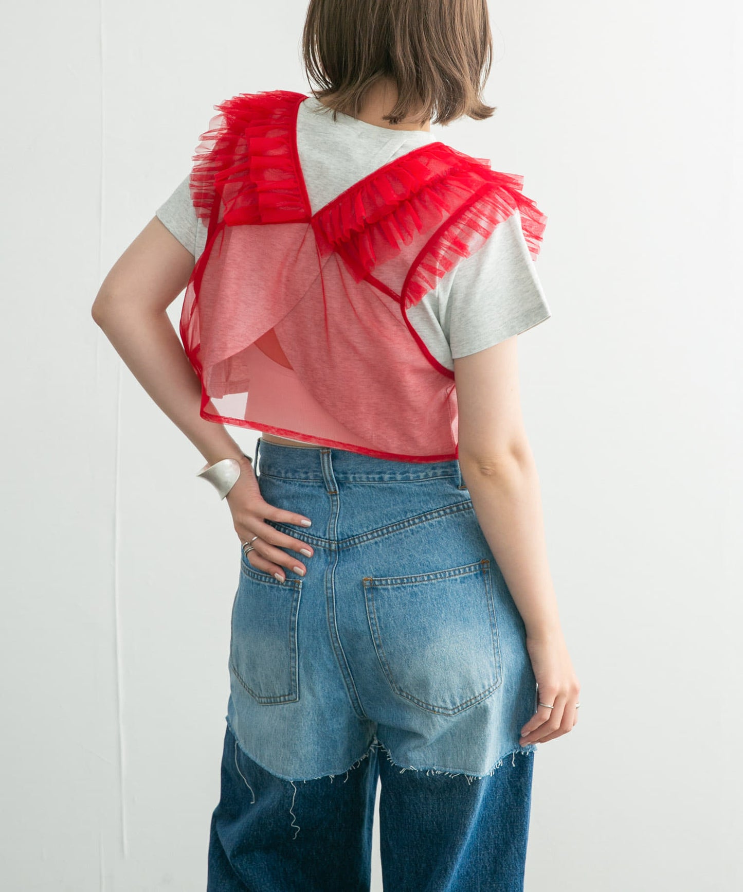 tulle frill vest (red) *JP