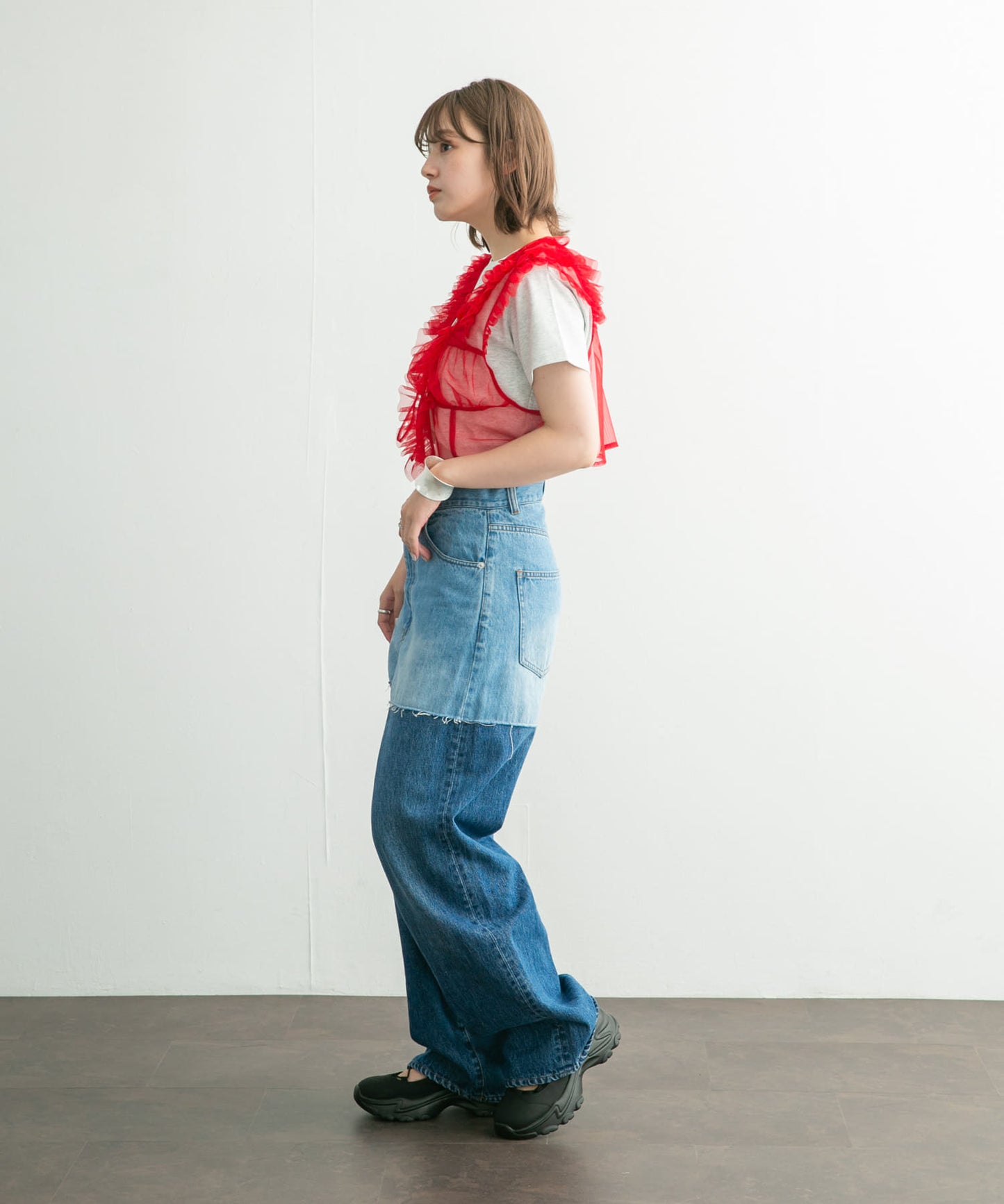 tulle frill vest (red) *JP