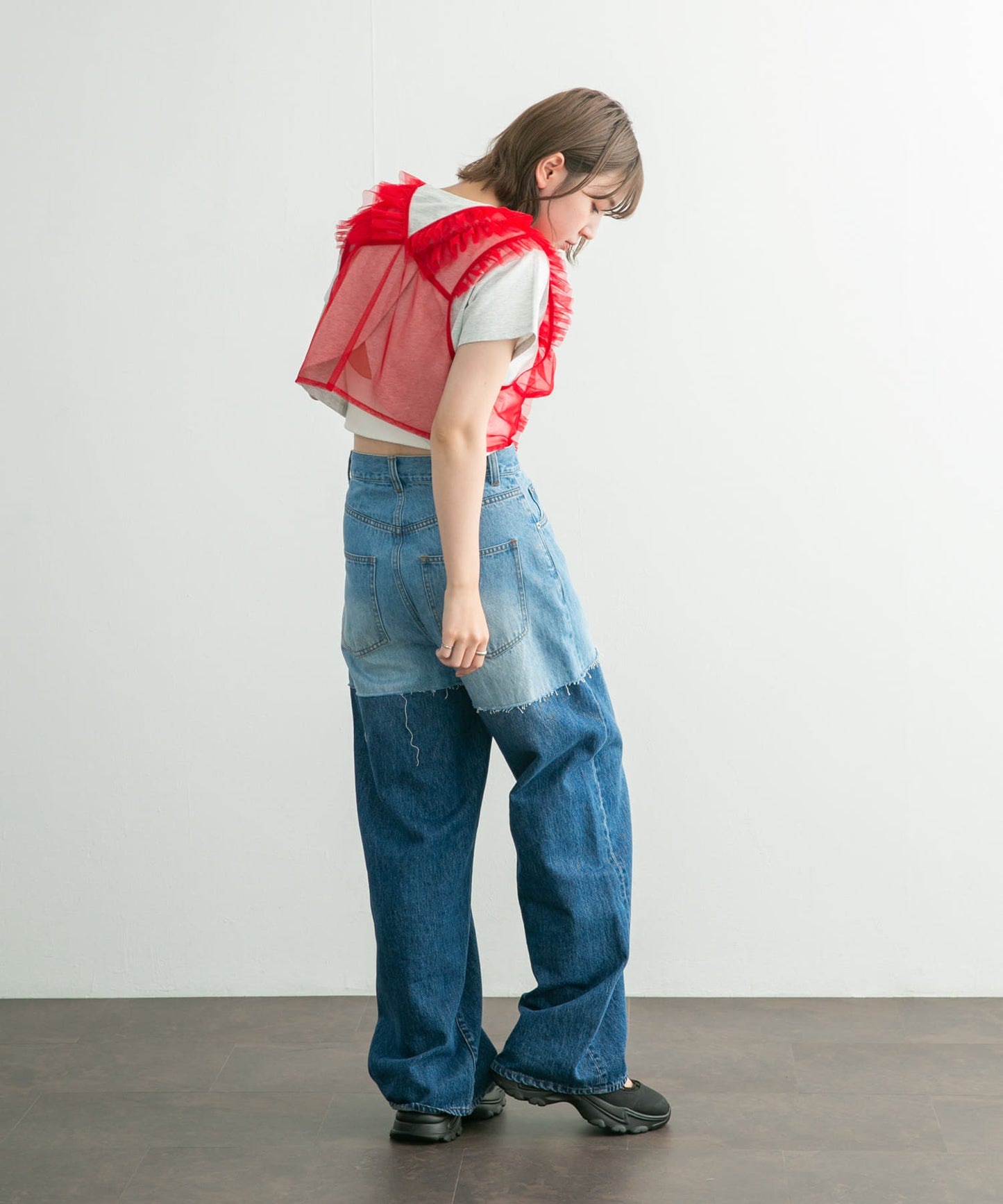 tulle frill vest (red) *JP