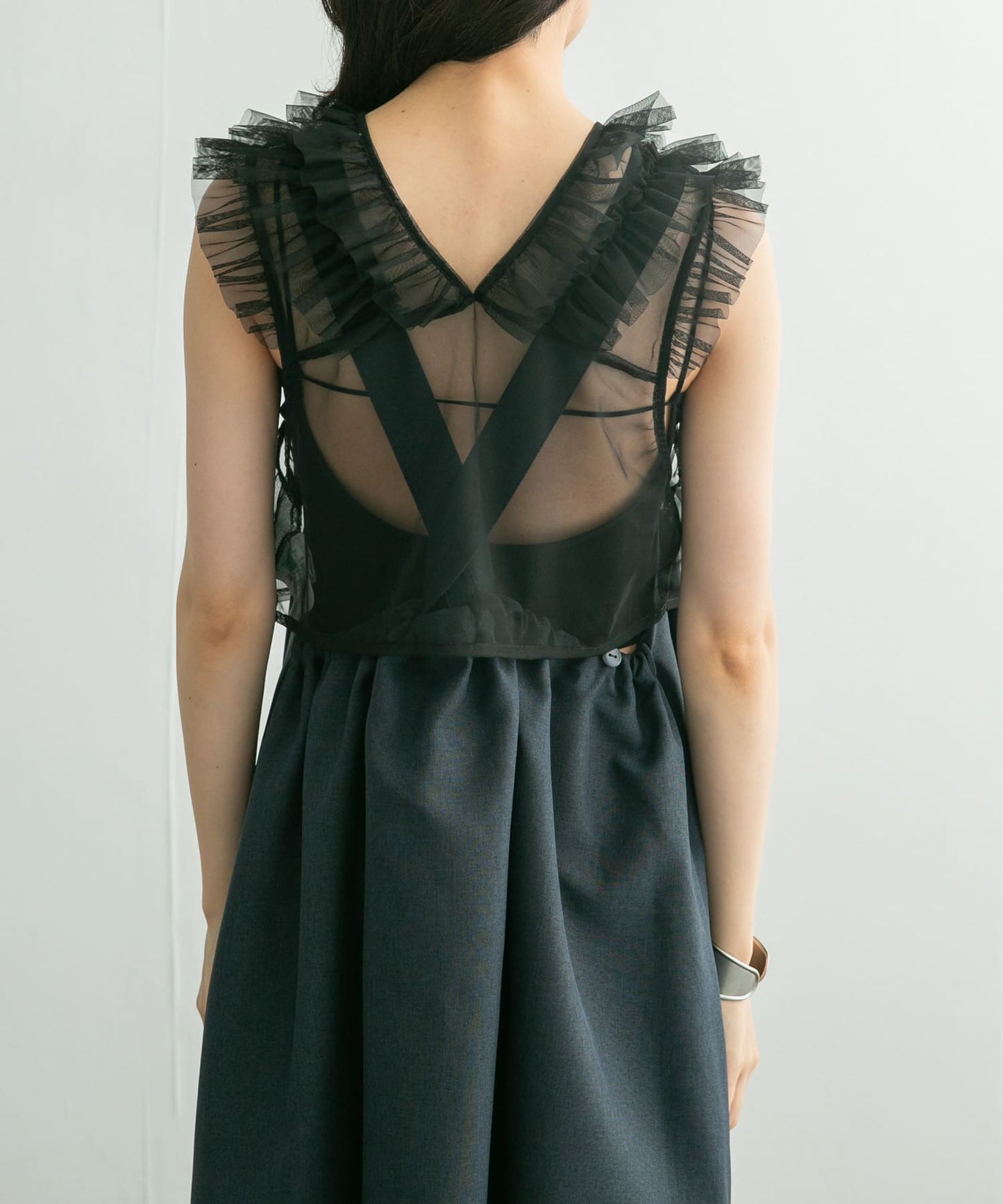 tulle frill vest (black) *JP