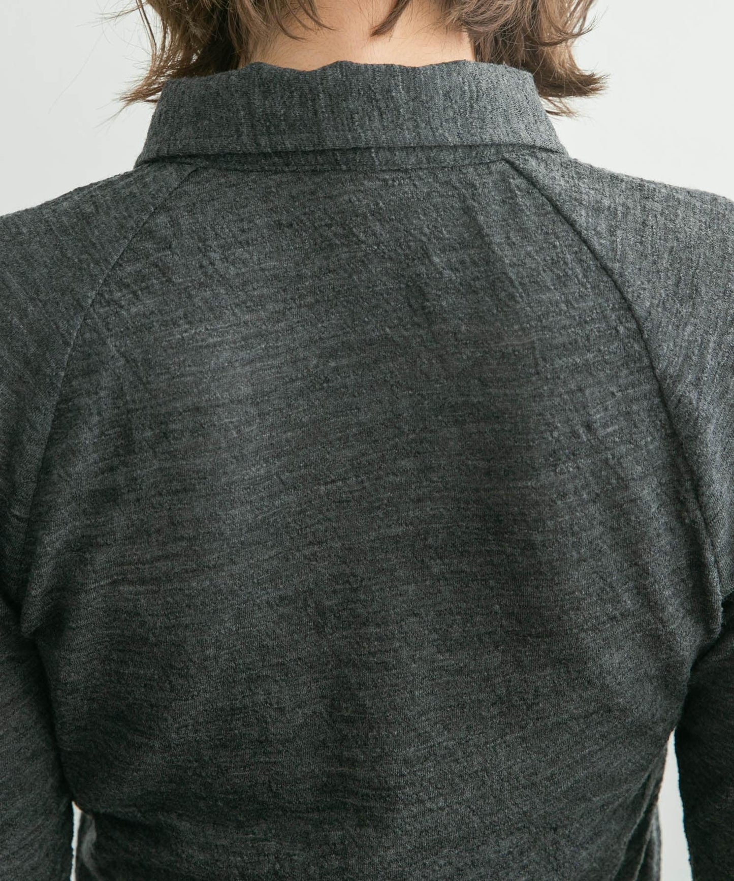 jacquard polo cardigan (charcoal) *JP