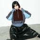 layered half zip knit (brown x blue) *JP