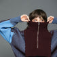 layered half zip knit (brown x blue) *JP