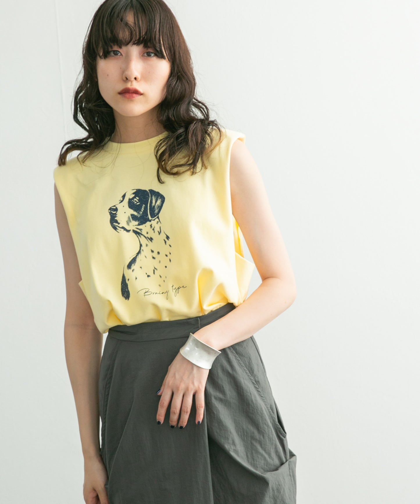 sleeveless print top (yellow) *JP