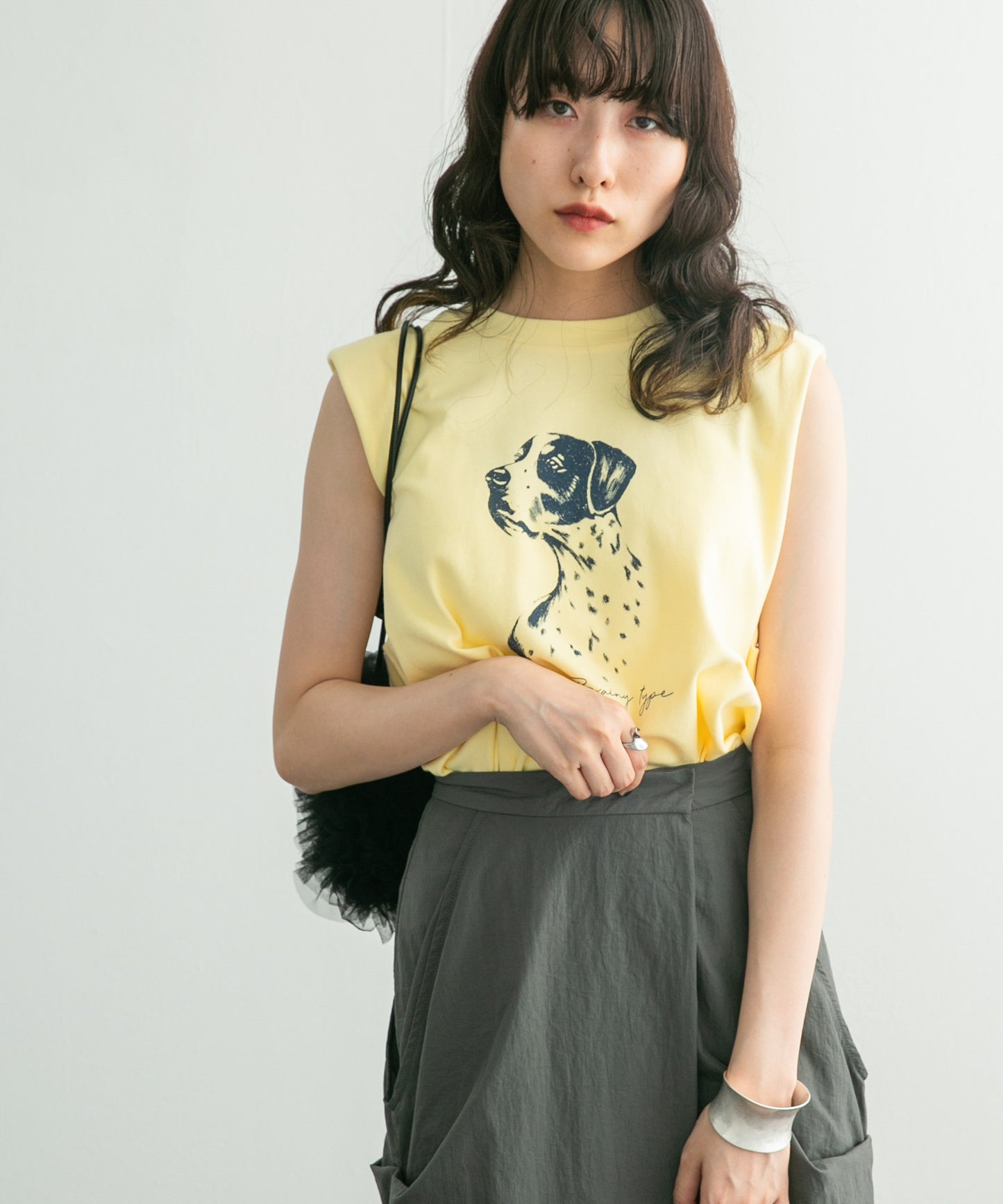 sleeveless print top (yellow) *JP