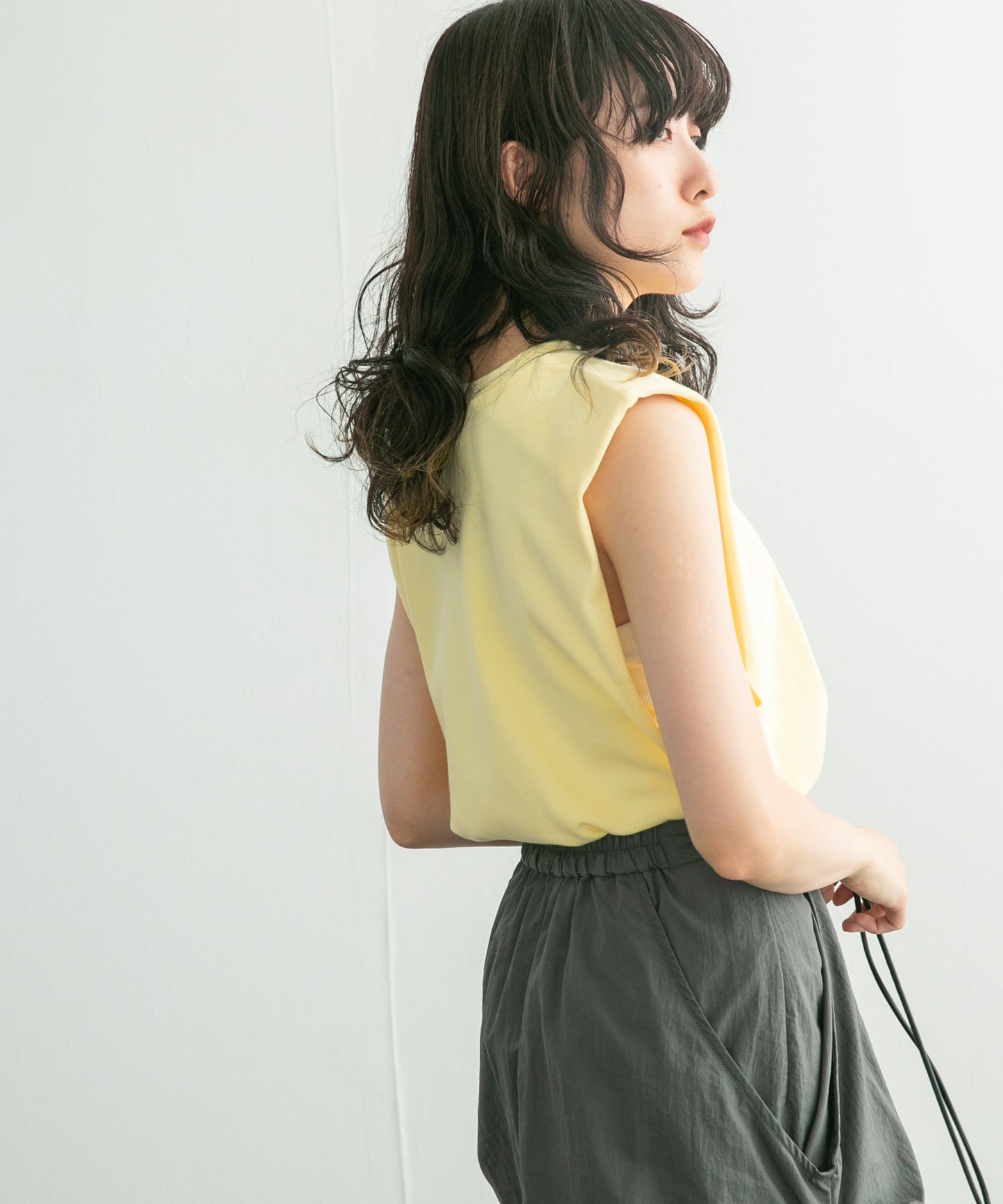 sleeveless print top (yellow) *JP