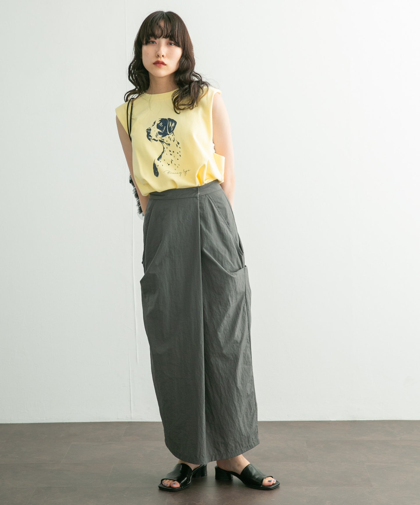 sleeveless print top (yellow) *JP