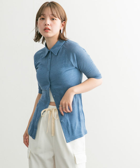 jacquard polo cardigan (blue) *JP