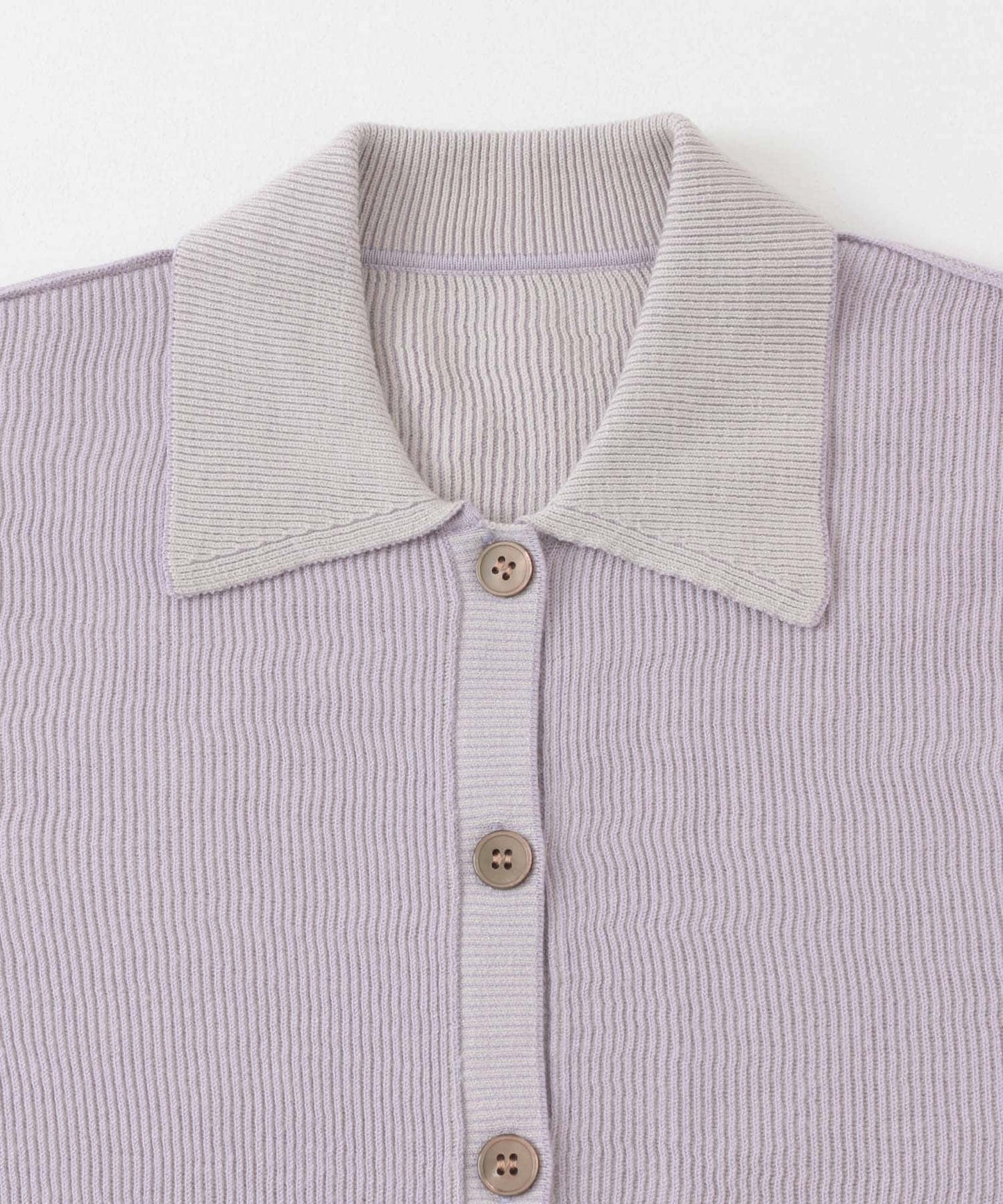 bicolor polo RIB knit (purple x gray) *JP