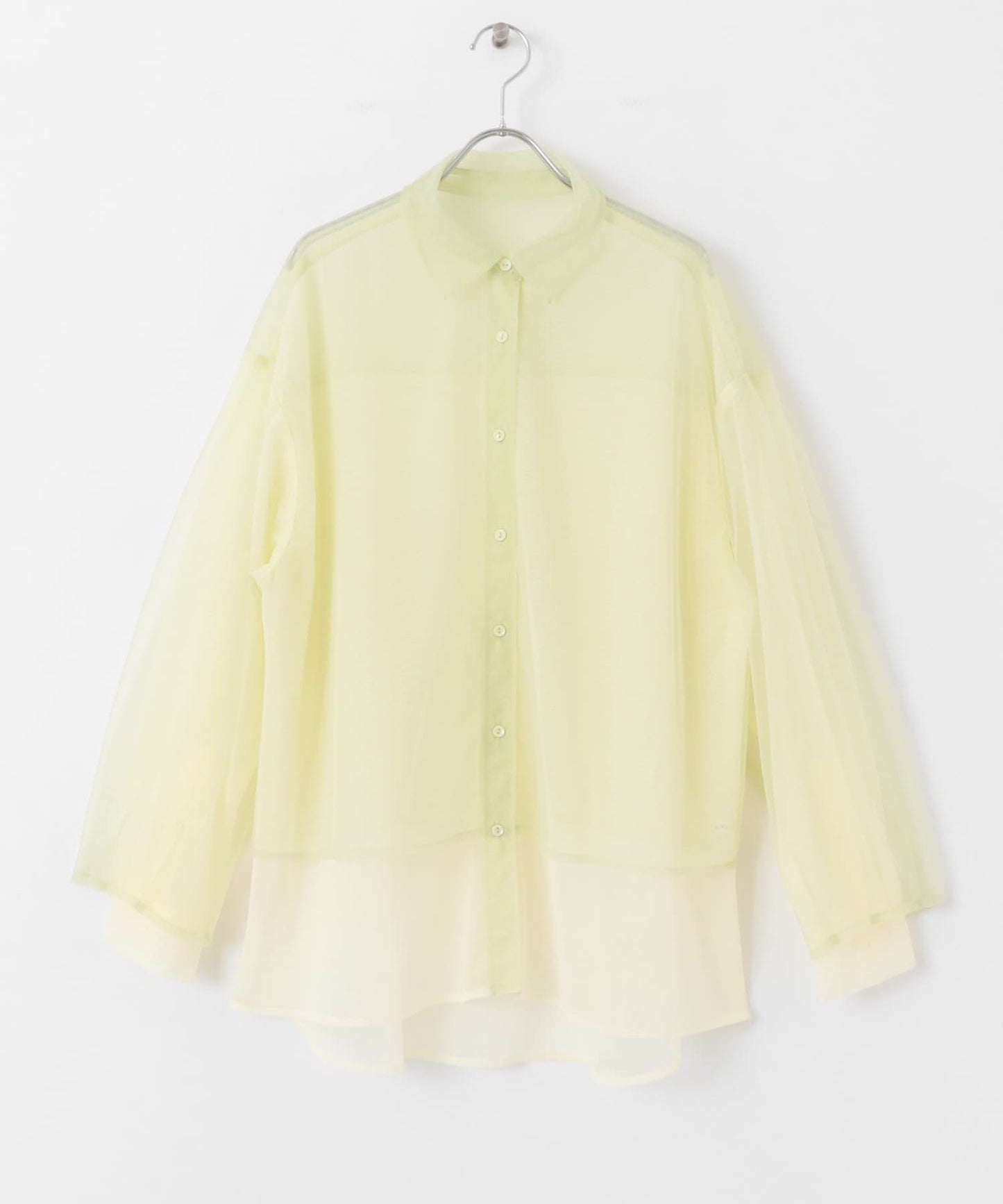 layered sheer shirt (light green x ivory) *JP