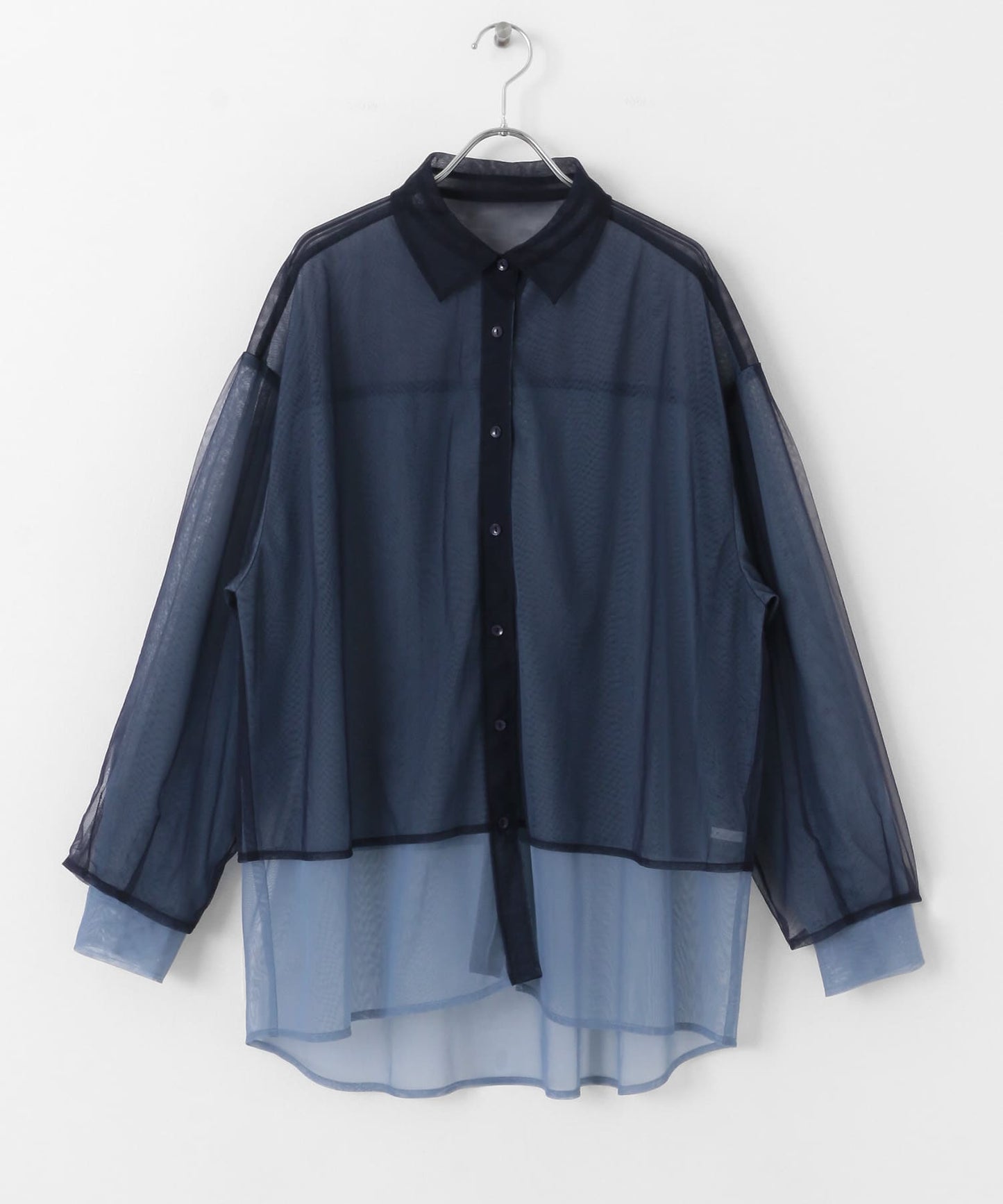 layered sheer shirt (navy x blue) *JP