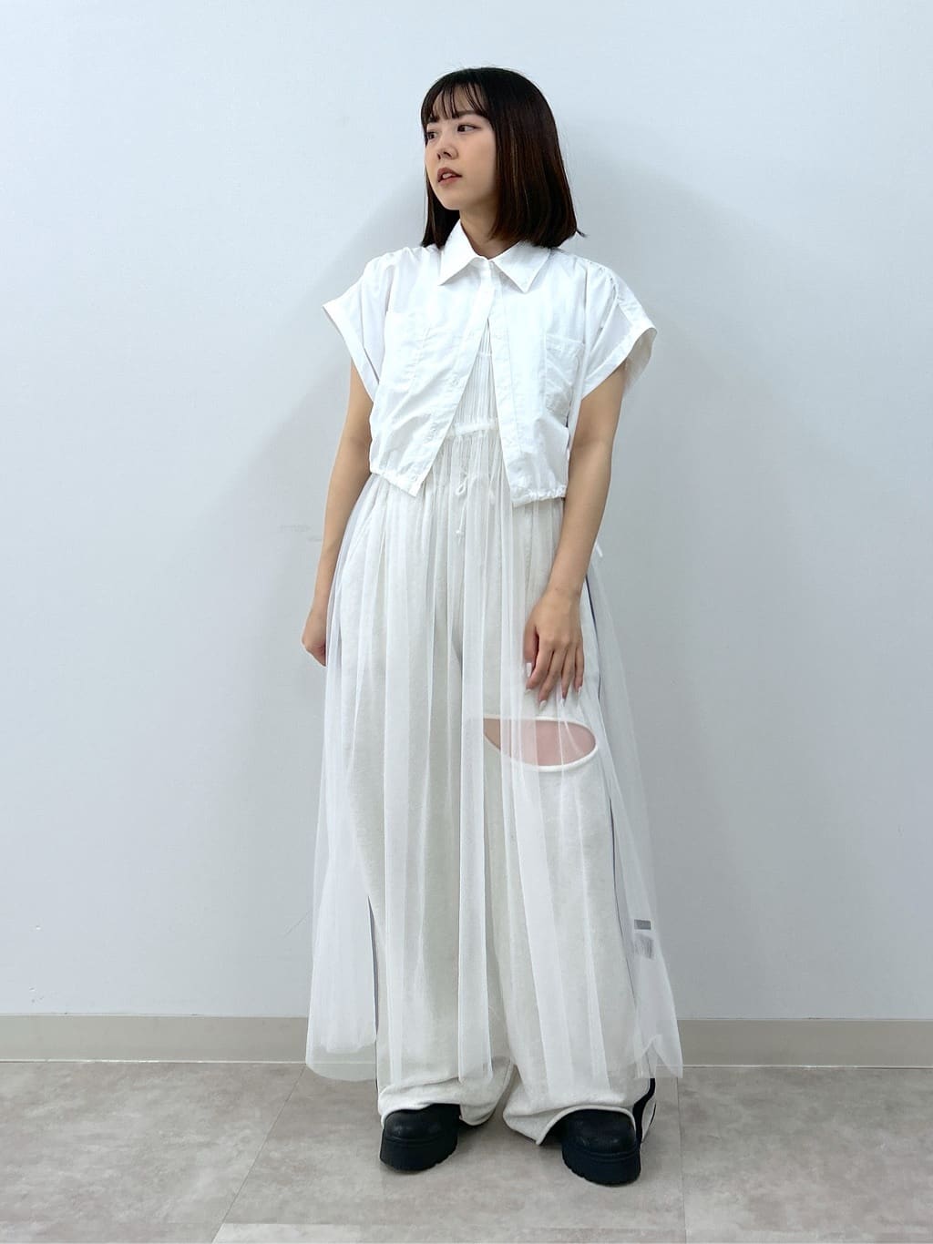 w pocket shirt dress set (white) *JP