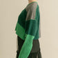 patchwork knit cardigan (green) *JP