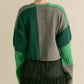 patchwork knit cardigan (green) *JP