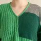 patchwork knit cardigan (green) *JP