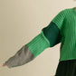 patchwork knit cardigan (green) *JP