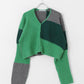 patchwork knit cardigan (green) *JP