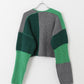 patchwork knit cardigan (green) *JP