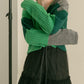 patchwork knit cardigan (green) *JP