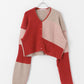 patchwork knit cardigan (red) *JP