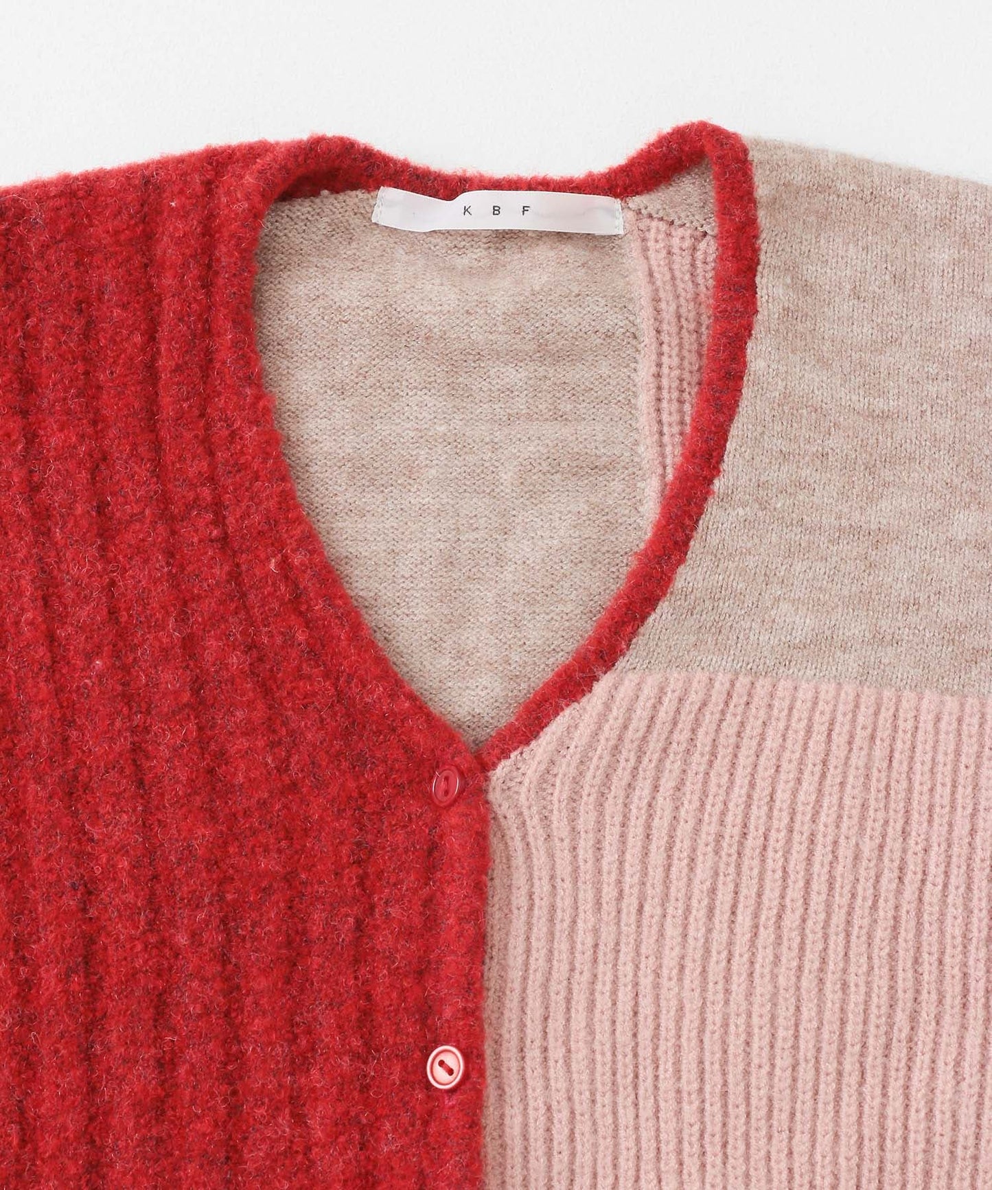 patchwork knit cardigan (red) *JP