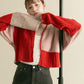 patchwork knit cardigan (red) *JP