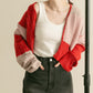 patchwork knit cardigan (red) *JP