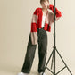 patchwork knit cardigan (red) *JP