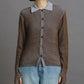 bicolor polo RIB knit (brown x blue) *JP