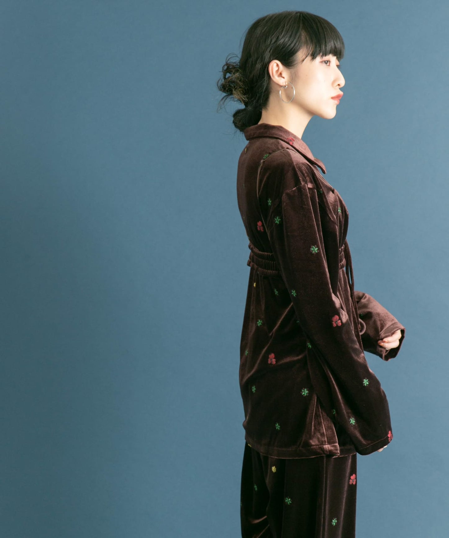 front ribbon velour gown (brown embroidery) *JP