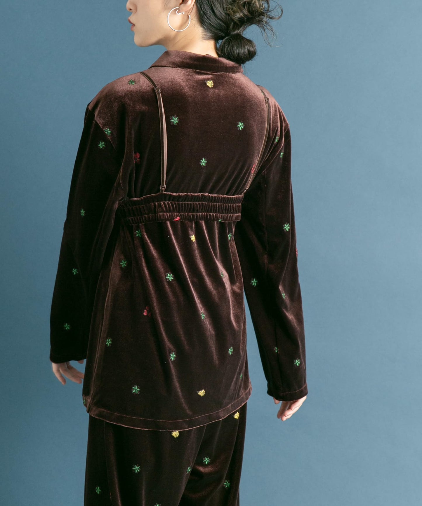 front ribbon velour gown (brown embroidery) *JP