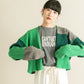 patchwork knit cardigan (green) *JP