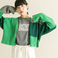 patchwork knit cardigan (green) *JP