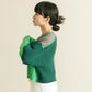 patchwork knit cardigan (green) *JP