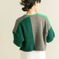 patchwork knit cardigan (green) *JP