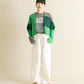 patchwork knit cardigan (green) *JP