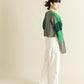 patchwork knit cardigan (green) *JP